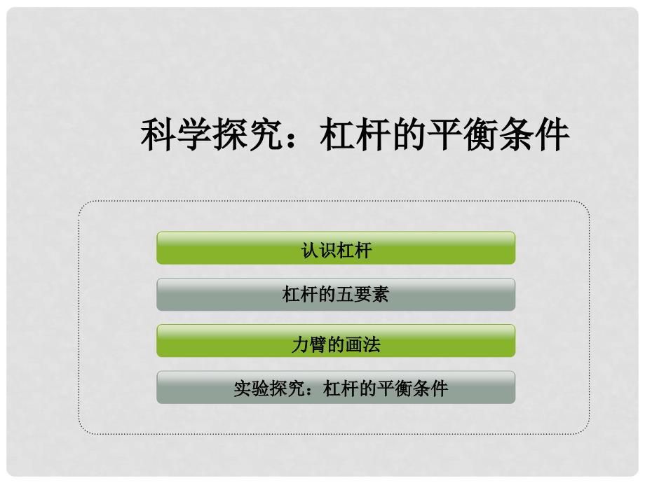 八年级物理全册 第十章 第一节 科学探究：杠杆的平衡条件课件4 （新版）沪科版_第1页