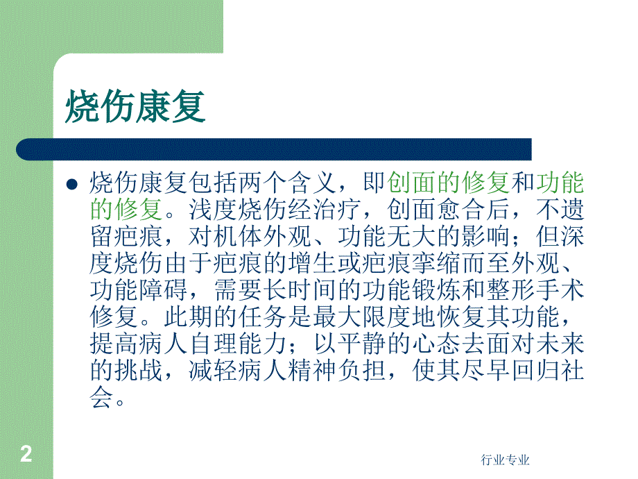 烧伤功能康复和功能锻炼行业专业_第2页