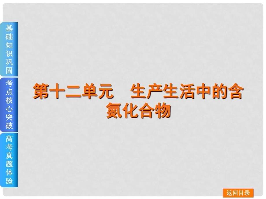 高考化学一轮复习 第十二单元 生产生活中的含氮化合物课件 苏教版_第5页