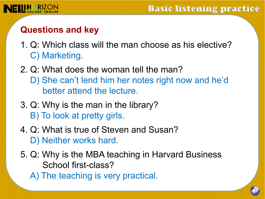 大学新标准英语课件：Basic listening practice_第2页