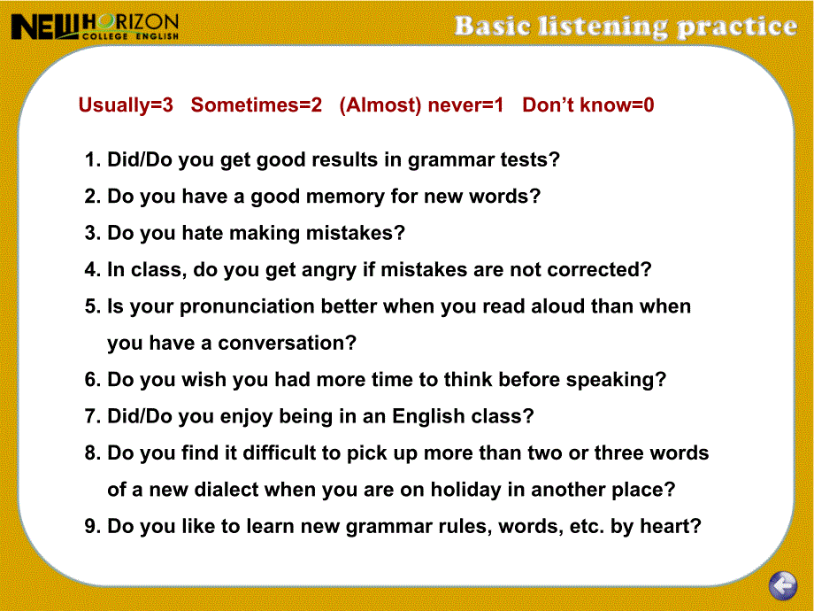 大学新标准英语课件：Basic listening practice_第4页