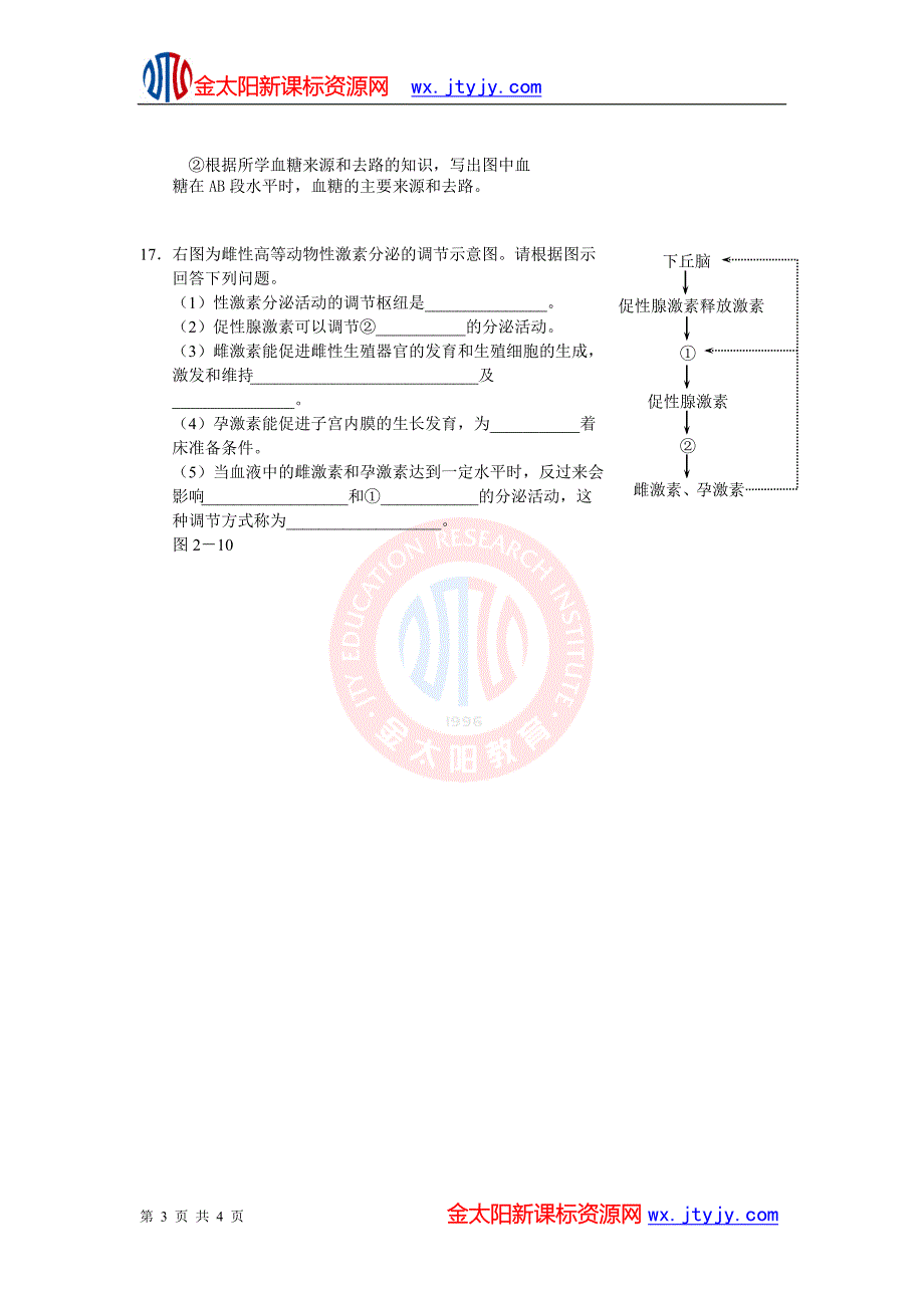 2.1 人体的稳态(三) 每课一练38(苏教版必修3).doc_第3页