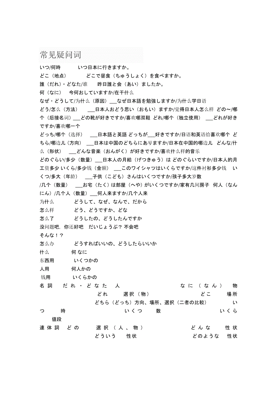 日语初级-常见疑问词.doc_第1页