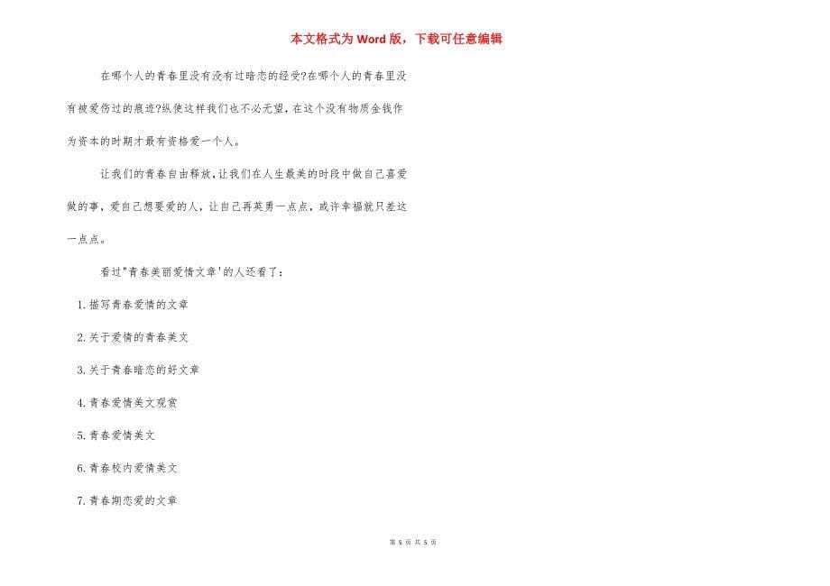 [青春优美爱情文章] 青春爱情的文章.docx_第5页