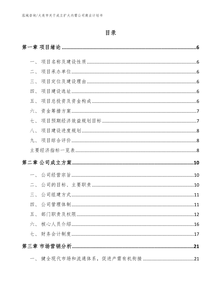 大连市关于成立扩大内需公司商业计划书_第1页