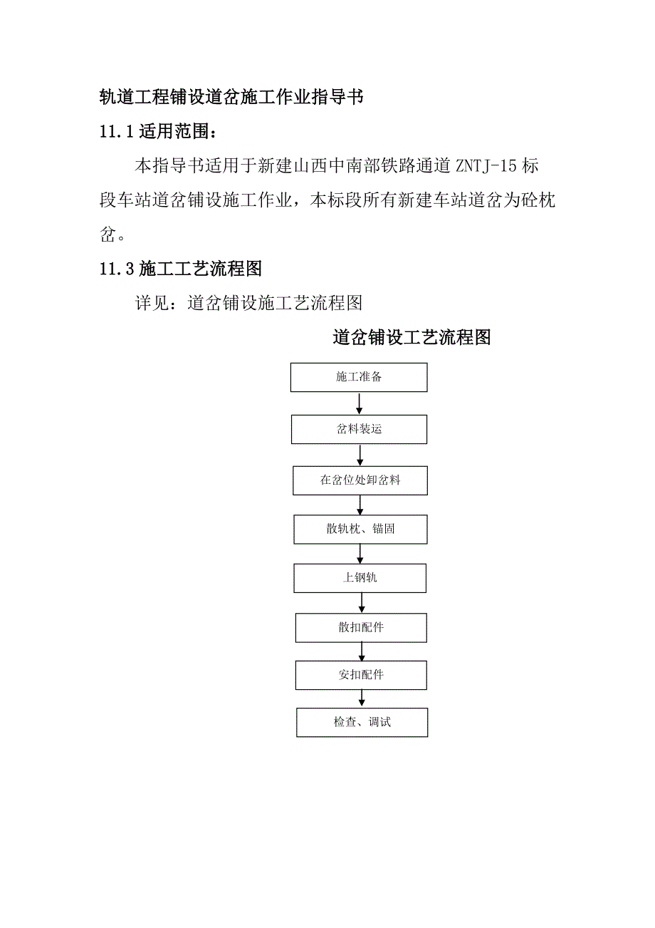轨道工程铺设道岔施工作业指导书_第1页