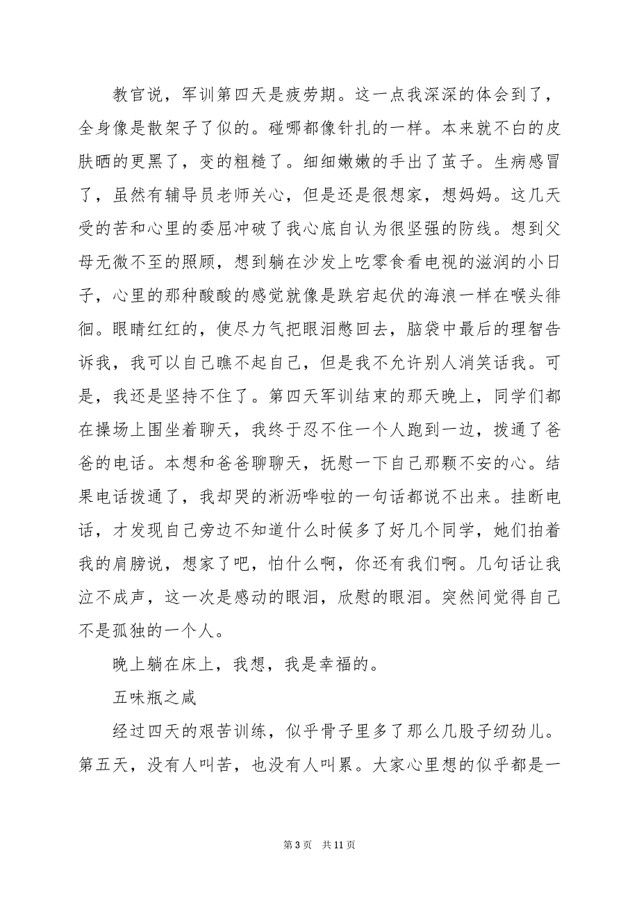 2024年大一军训总结600字作文_第3页