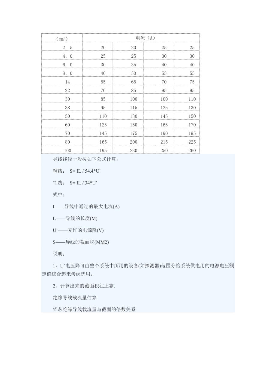 电力电缆线径和电流的关系说明.doc_第2页