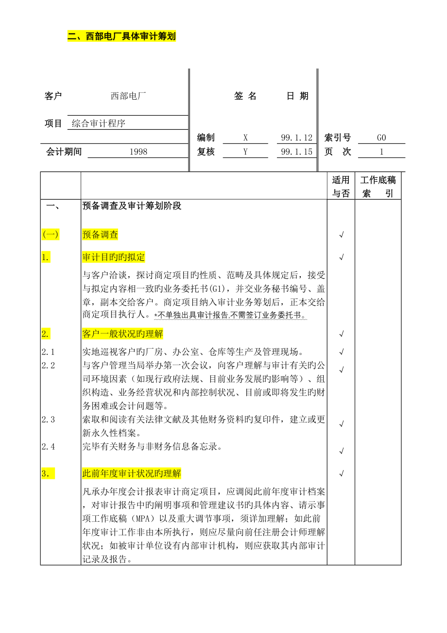 具体审计计划模板天健_第2页