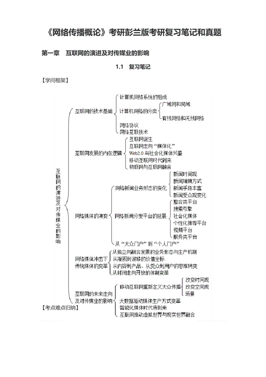 《网络传播概论》考研彭兰版考研复习笔记和真题_第1页