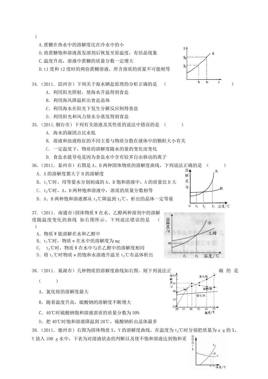 2011年中考化学试题汇编-09溶液_第5页