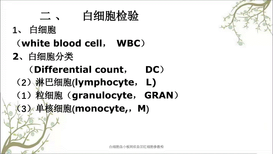 白细胞血小板网织血沉红细胞参数检课件_第1页