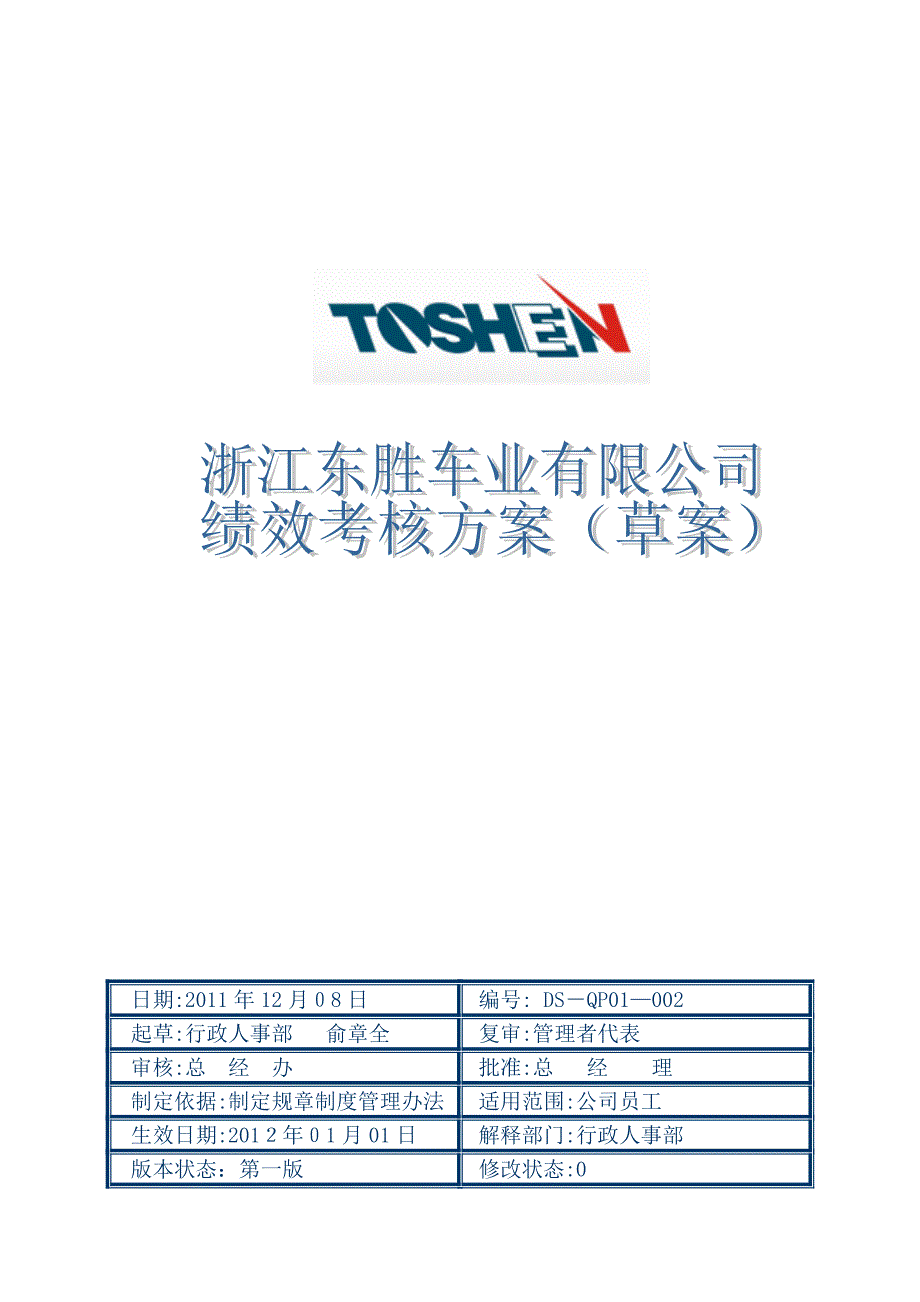 优秀绩效考核方案范本1_第1页