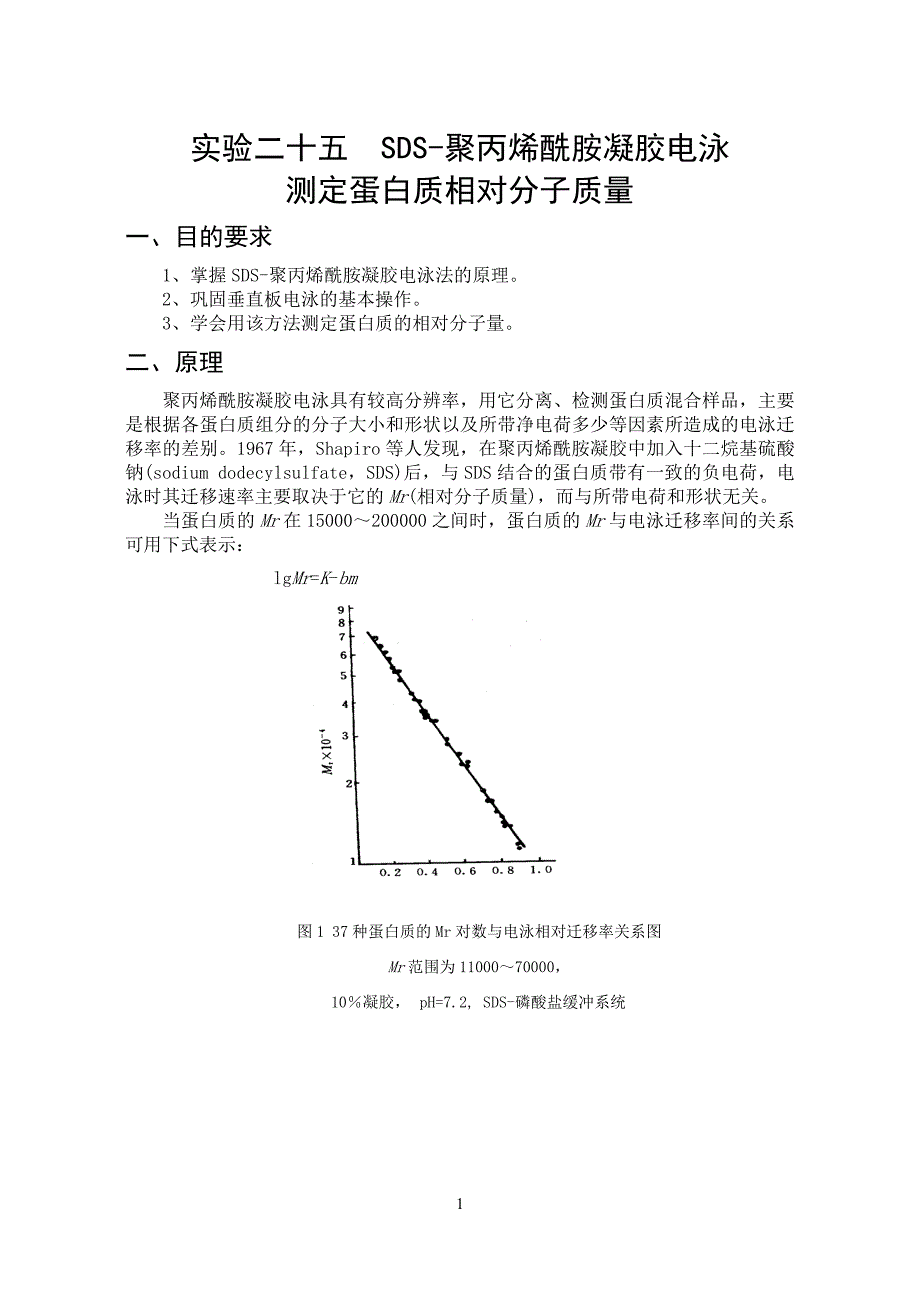 实验二十五SDS聚丙烯酰胺凝胶电泳_第1页