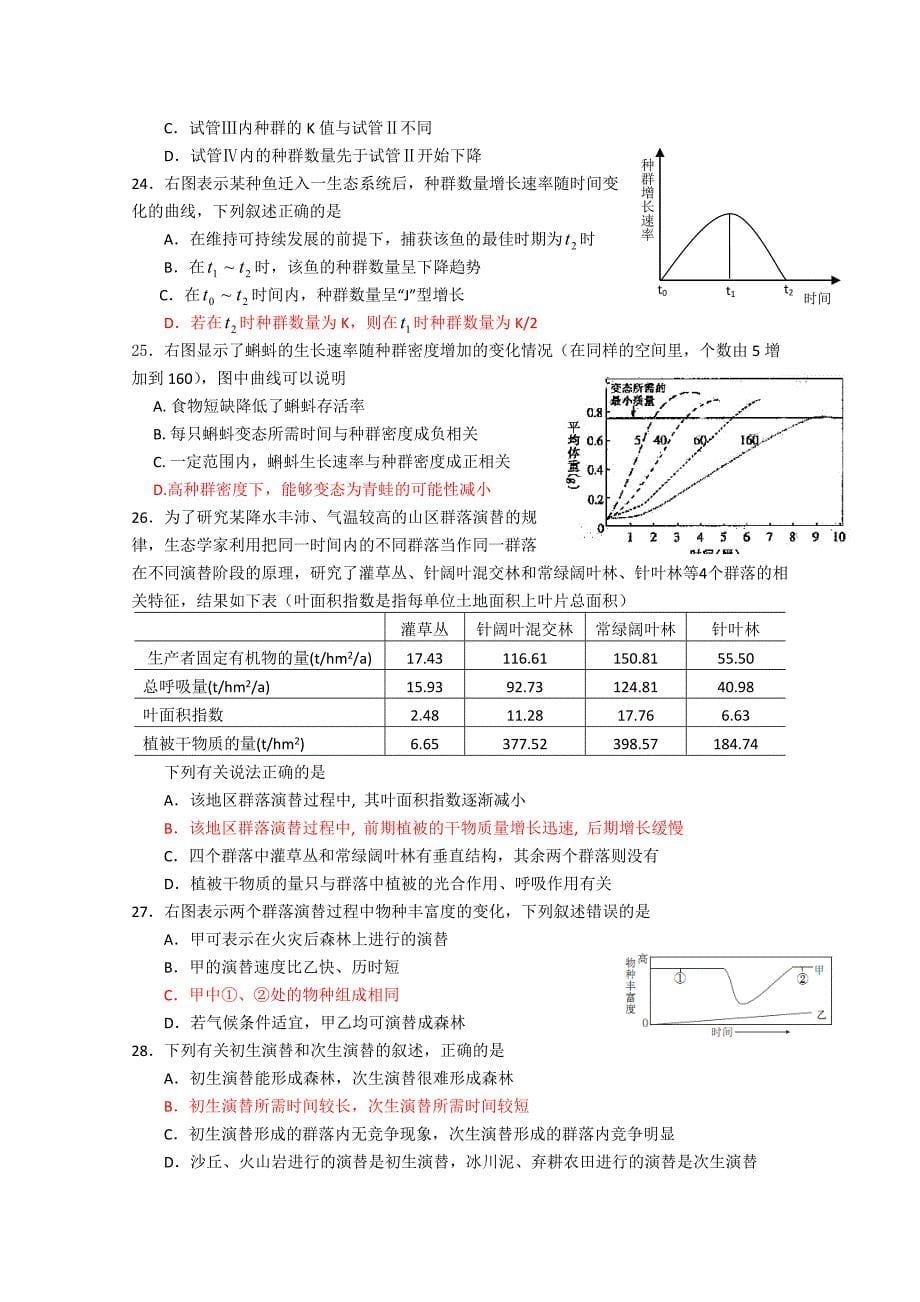 湖南省长沙一中2010-2011学年高二生物上学期期末考试【会员独享】_第5页