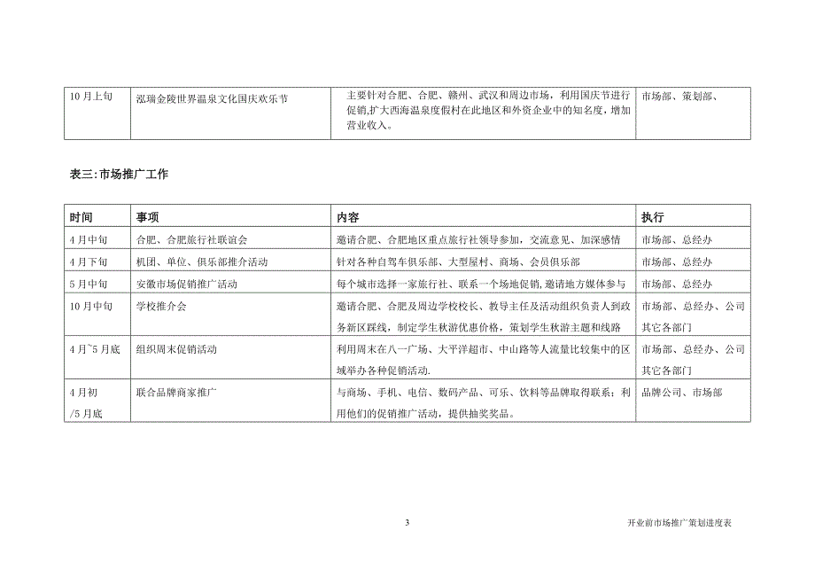 开业前的市场推广部策划进度表_第3页