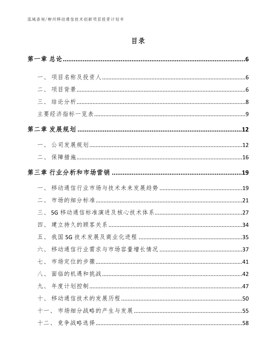 柳州移动通信技术创新项目投资计划书（模板参考）_第2页