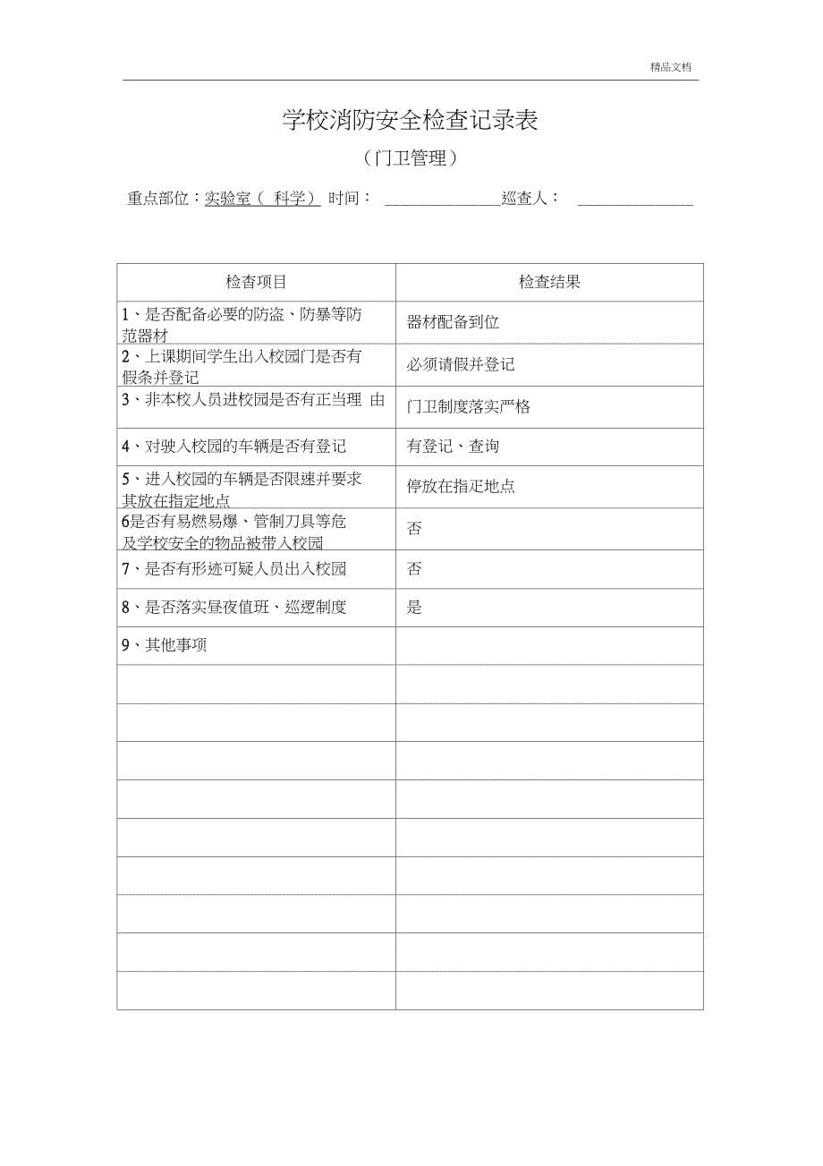 15学校消防安全检查记录表_第5页