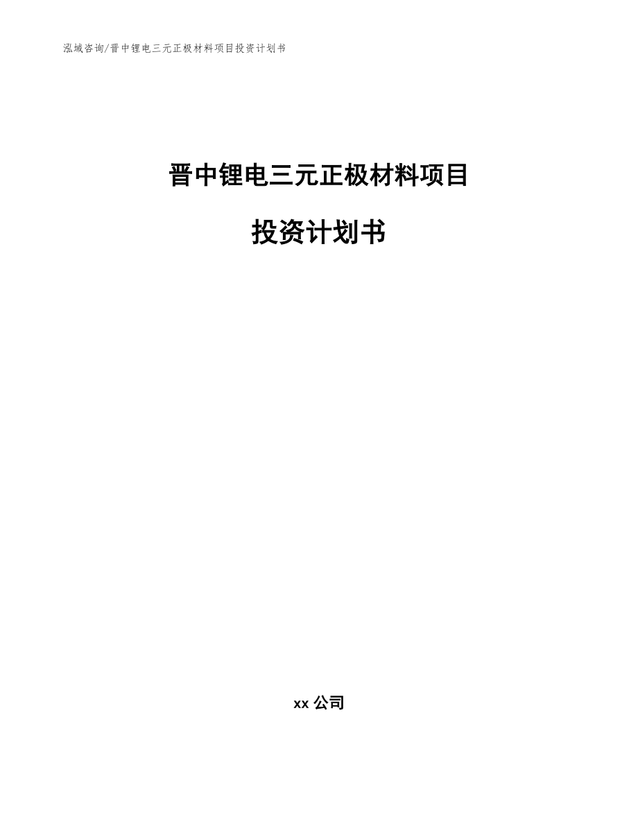 晋中锂电三元正极材料项目投资计划书（模板范本）_第1页