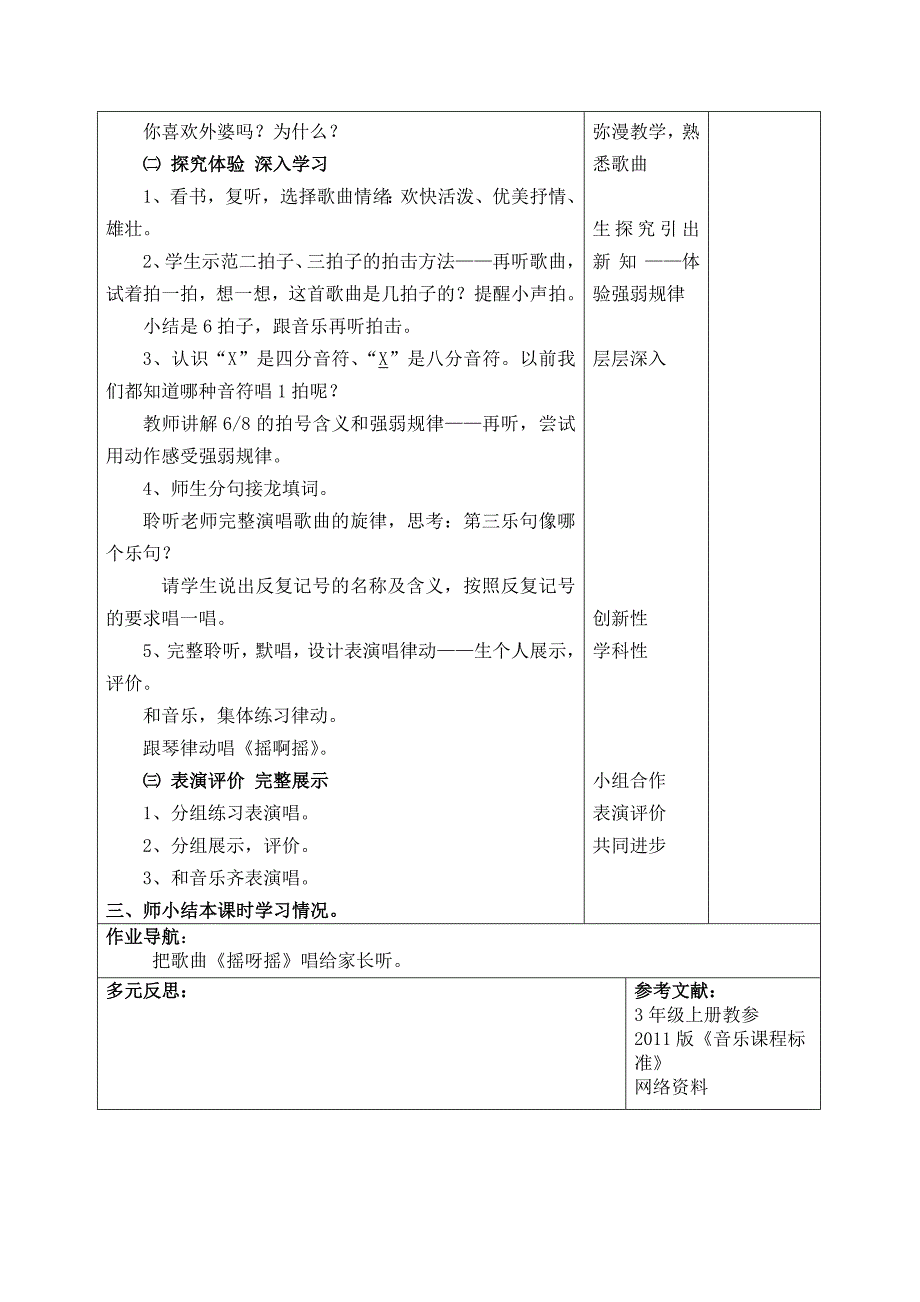 三年级上册音乐教案－ 1.3摇啊摇｜人音版（简谱）（2014秋）_第2页