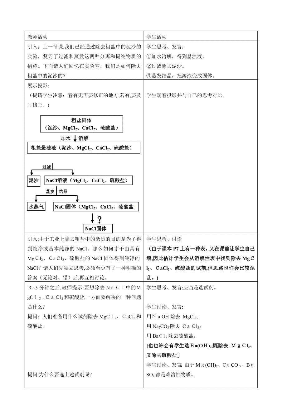 如何除去粗盐中可溶性杂质(教学设计)_第3页