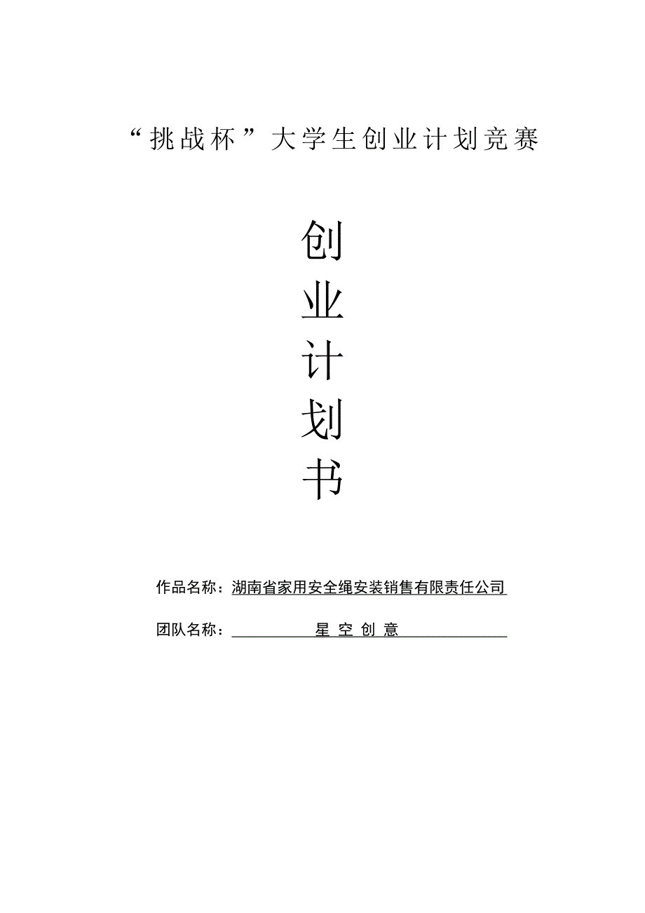 家用安全绳安装销售有限责任公司可行性研究报告.doc_第1页