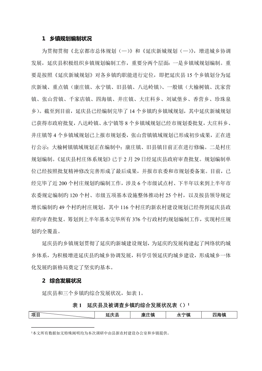 延庆县部分乡镇规划建设调研报告样本_第2页