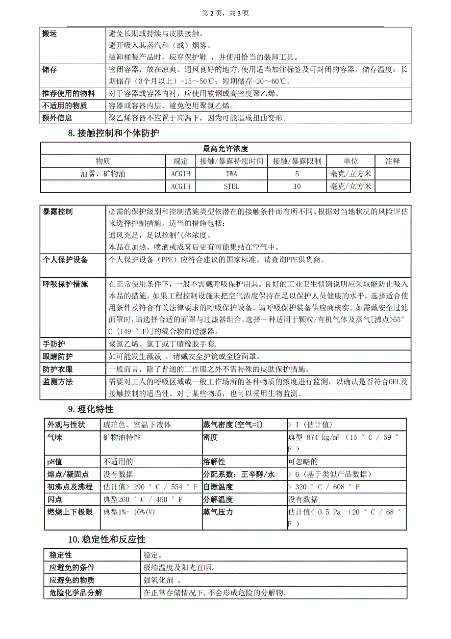 _真空泵油msds_第2页