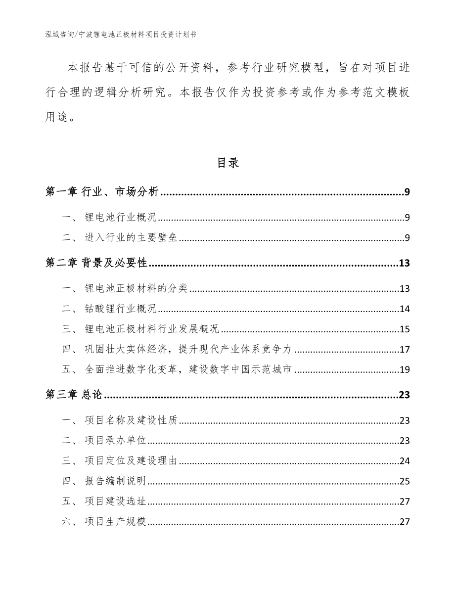 宁波锂电池正极材料项目投资计划书（模板）_第3页