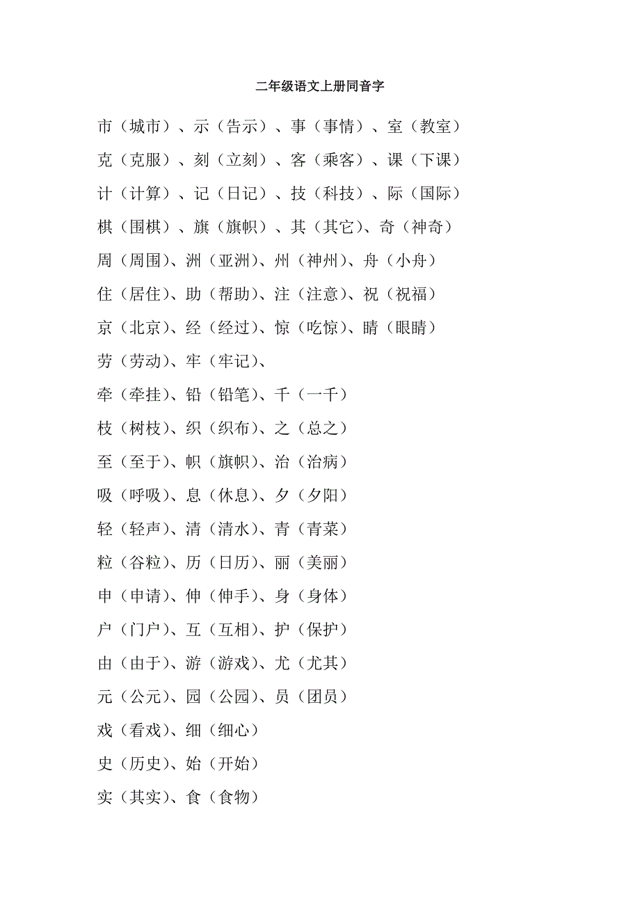 二年级语文上册同音字_第1页