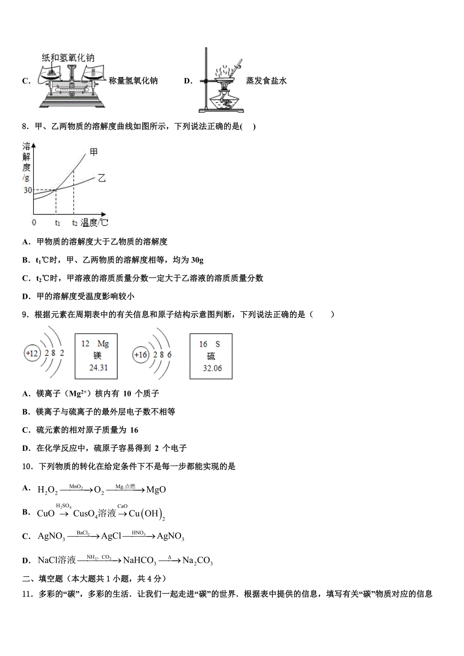 2023届广东深圳市莲花中学毕业升学考试模拟卷化学卷含解析.doc_第3页