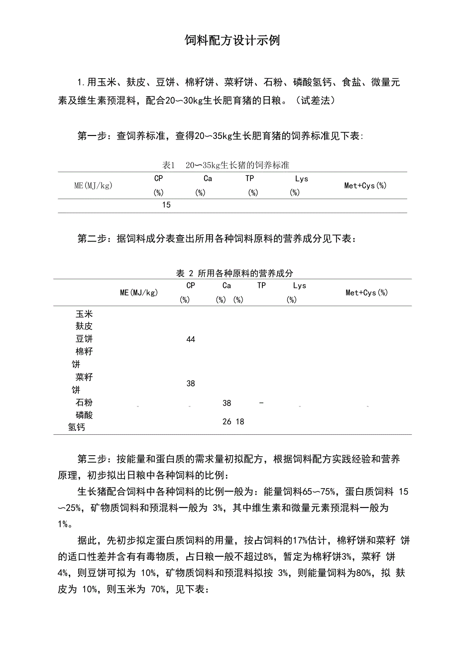 饲料配方设计示例_第1页