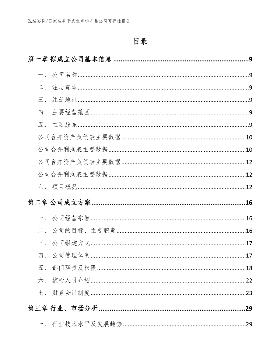 石家庄关于成立声学产品公司可行性报告【参考模板】_第2页