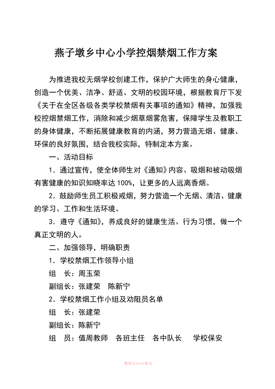 校园控烟禁烟工作方案_第1页