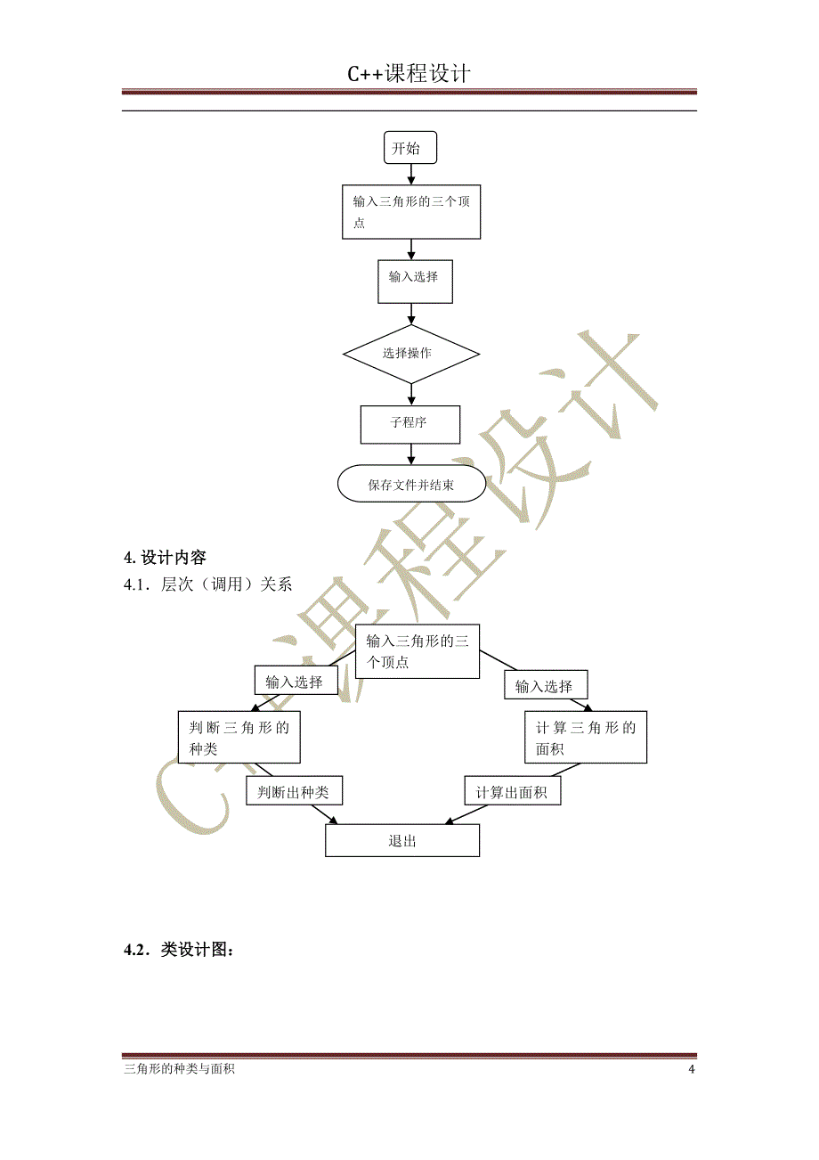 C++程序设计课程设计报告三角形的种类与面积_第4页