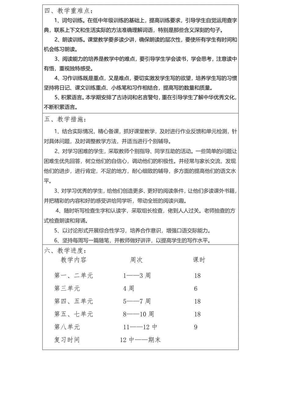 统编版2021年小学五年级下册语文教学计划【含教学进度表】_第2页