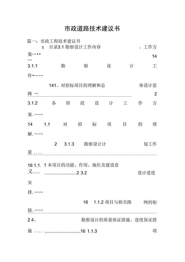 市政道路技术建议书