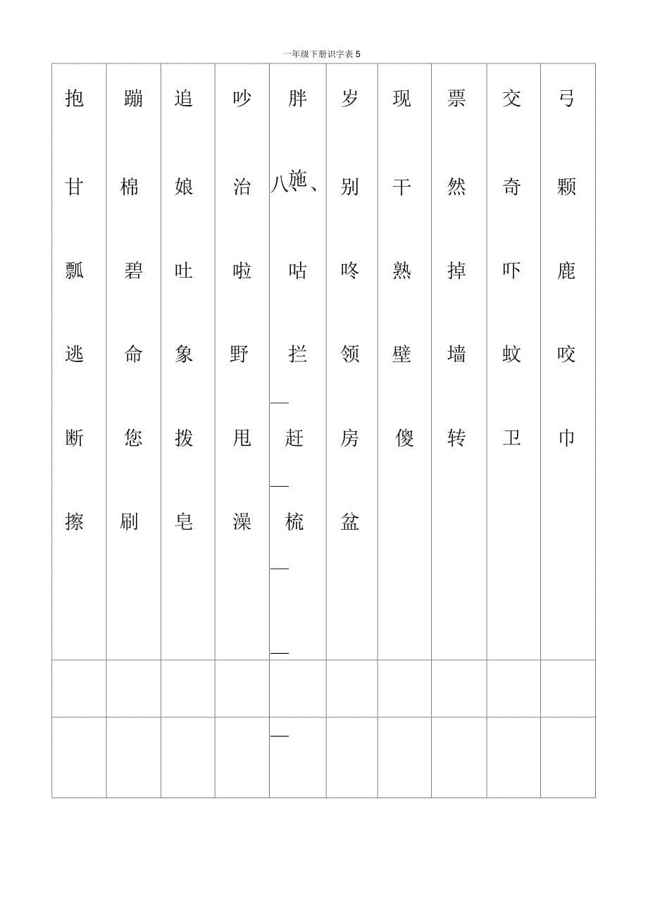 一年级下学期识字表_第5页