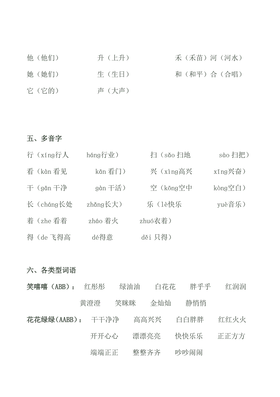 人教版一年级下册语文一到四单元复习资料_第3页