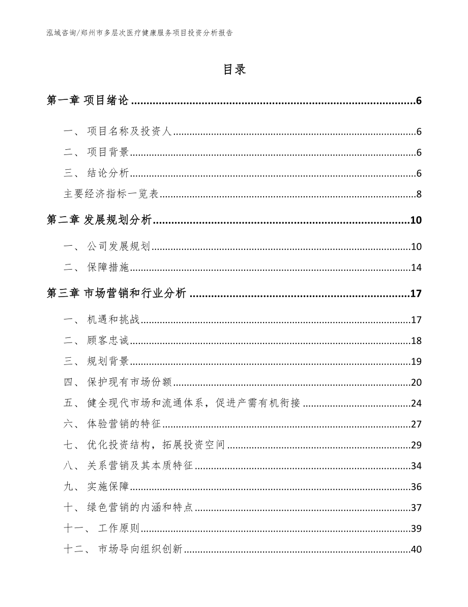 郑州市多层次医疗健康服务项目投资分析报告【模板参考】_第1页