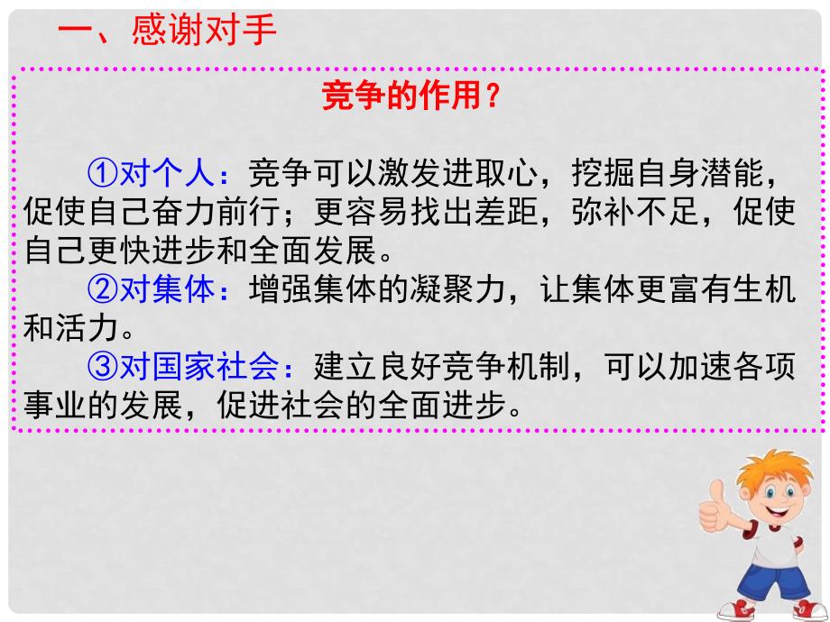 陕西省石泉县八年级道德与法治上册 第三单元 合奏好生活的乐章 第6课 竞争合作求双赢 第1框 竞争的智慧课件 鲁人版六三制_第4页