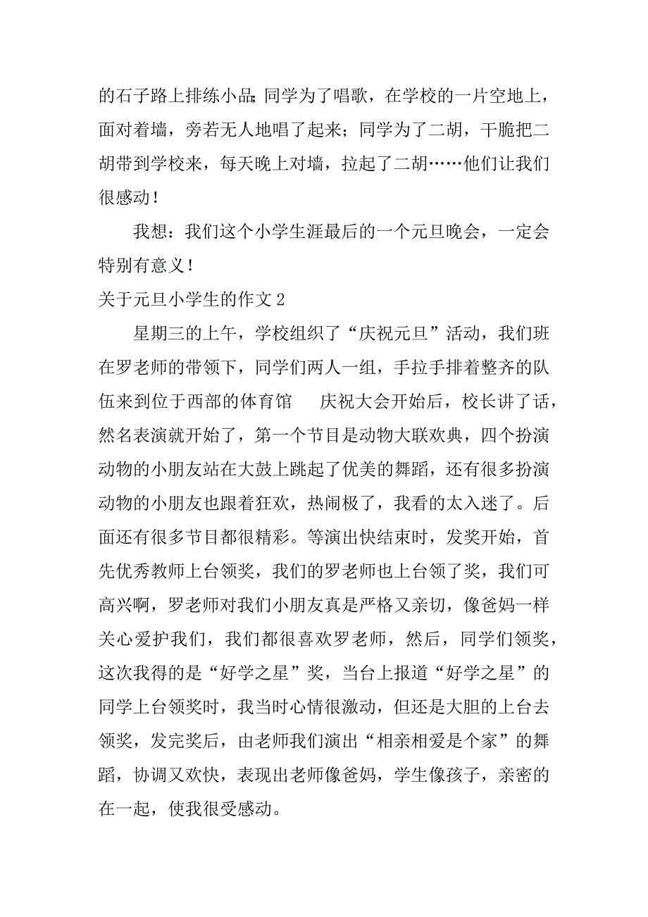 关于元旦小学生的作文3篇(小学过元旦作文)_第2页