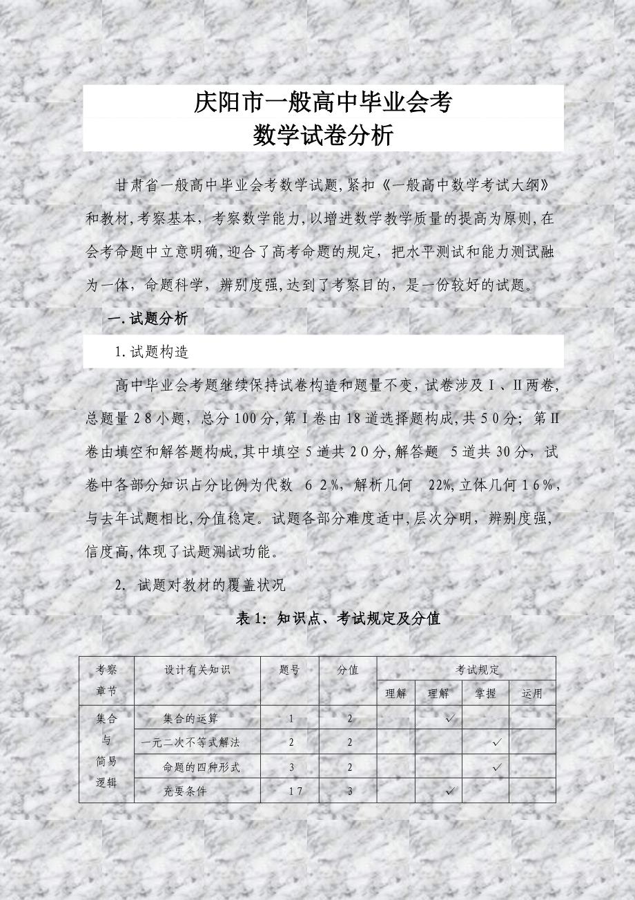 甘肃省普通高中毕业会考数学试题-紧扣《普通高中_第1页