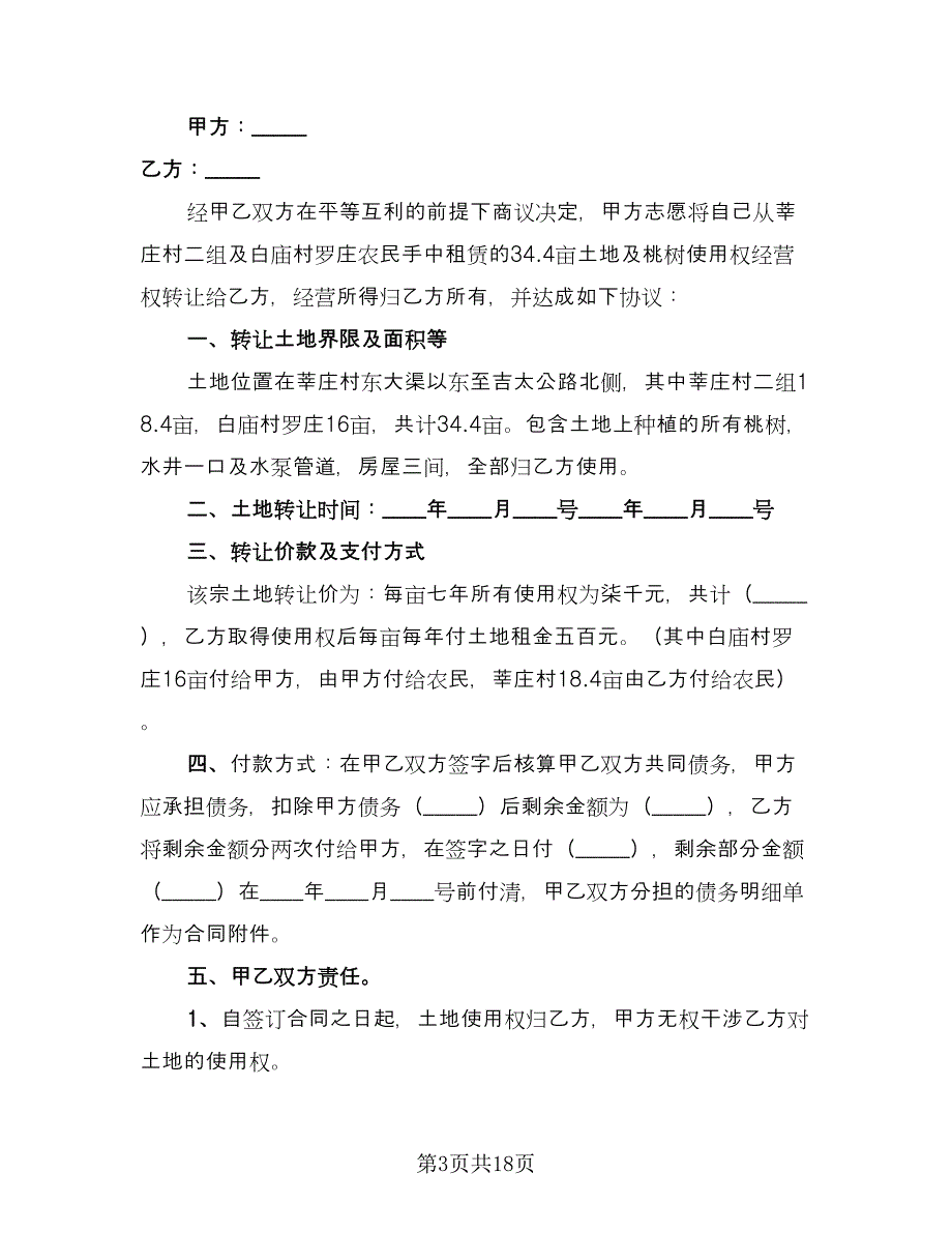 农村土地转让合同参考样本（八篇）_第3页