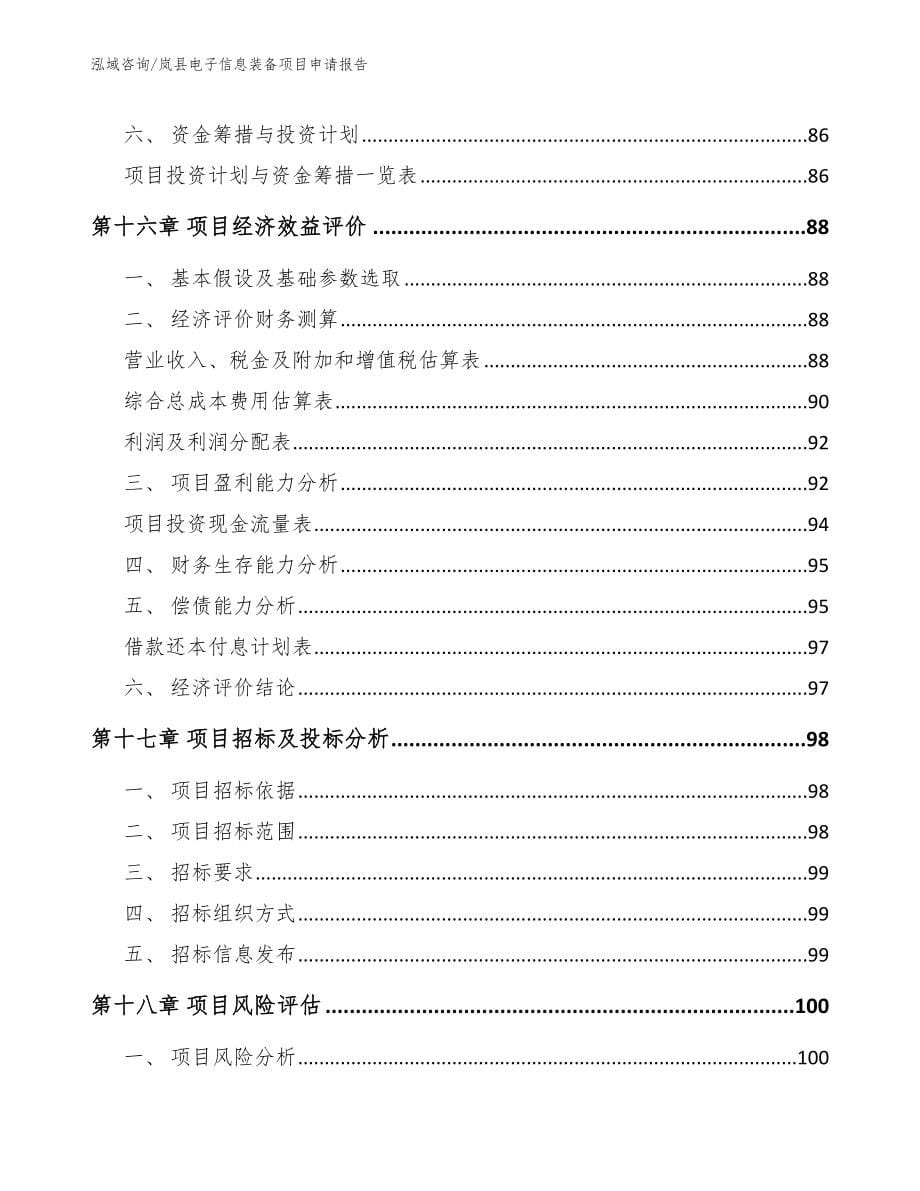 岚县电子信息装备项目申请报告_模板范文_第5页