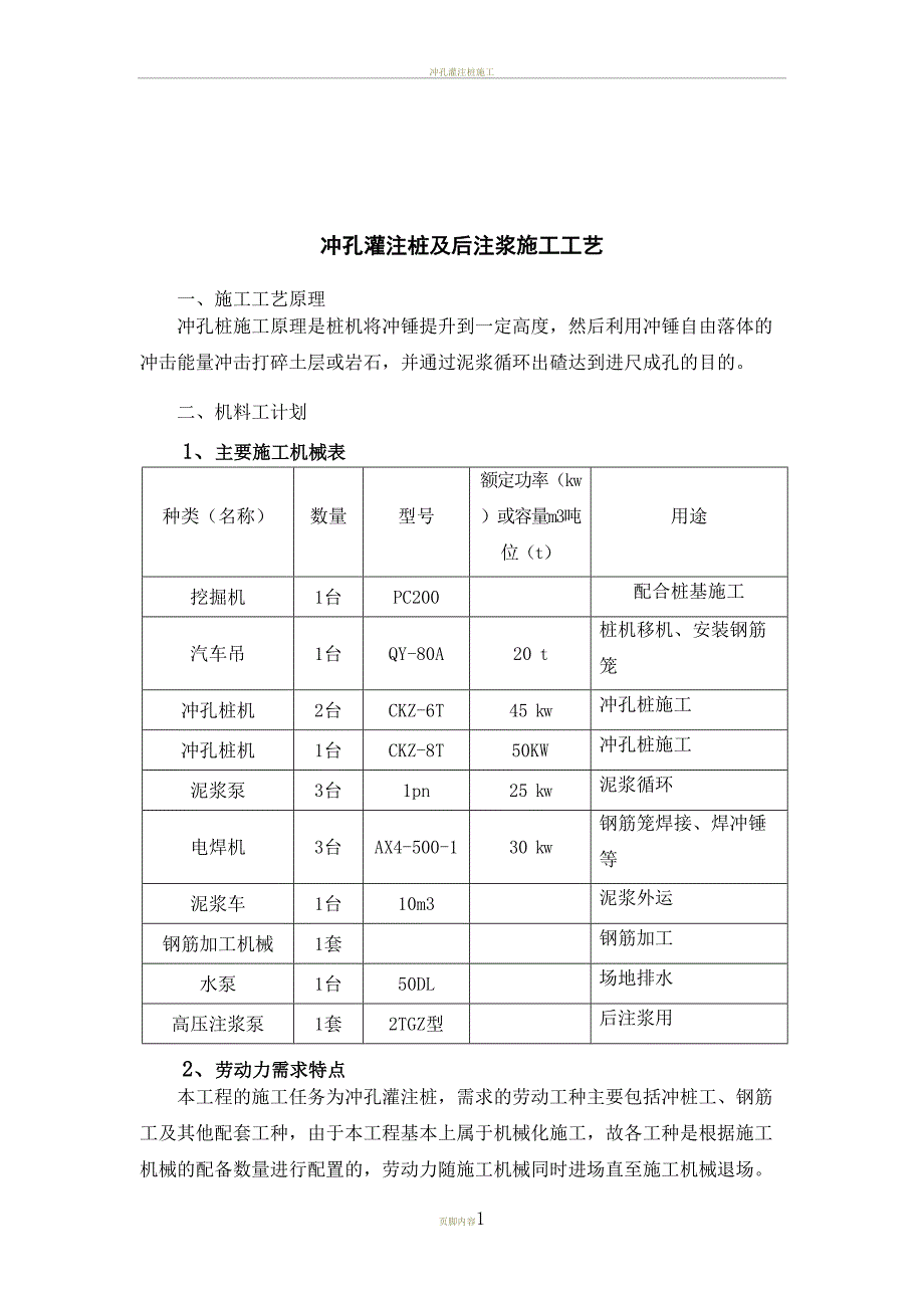 冲孔灌注桩施工工艺(DOC 14页)_第1页