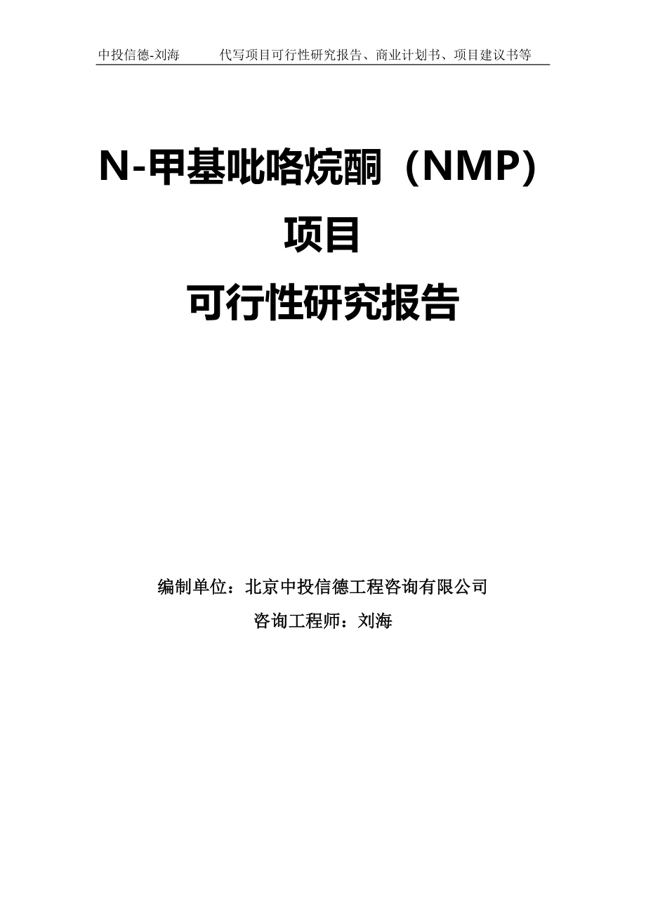 N-甲基吡咯烷酮（NMP）项目可行性研究报告模板-拿地立项_第1页