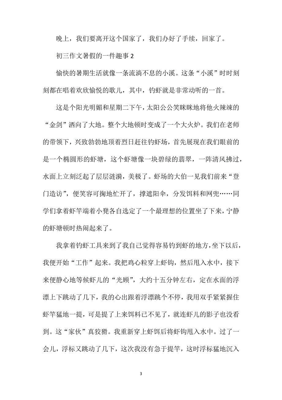 初三作文暑假的一件趣事.doc_第3页