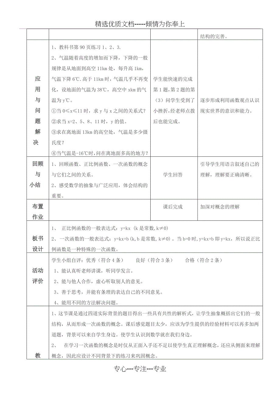 一次函数教学设计和反思(共4页)_第3页