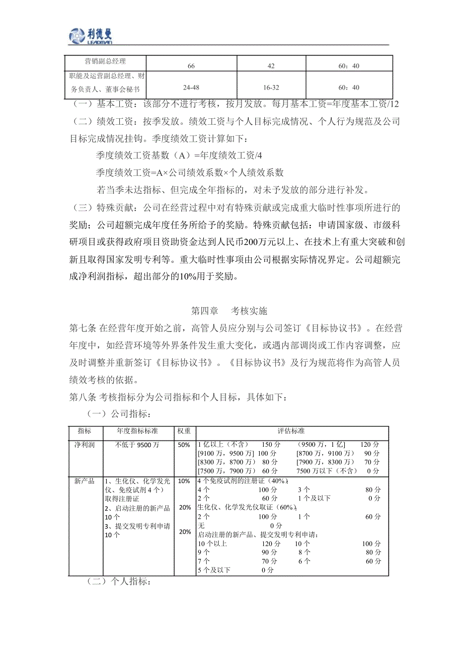 利德曼：高管人员薪酬方案（3月）_第2页